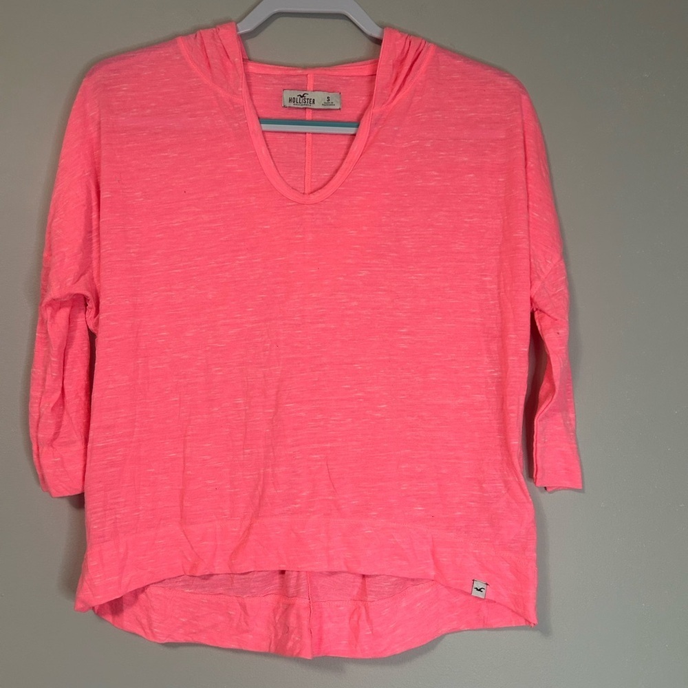 Hollister Neon Pink Lightweight Hoodie Sweatshirt, Size S